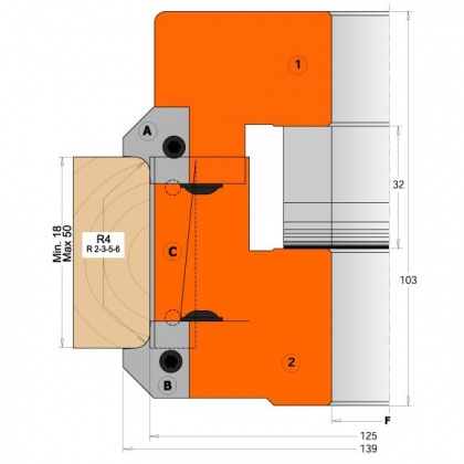 VBD pro zaoblování/ořezávaní A2, R2,0x45° horní (pár)
