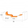 Fréza čelní na výplně dvířek SK  R3,2 35/12,5x9,5  d=12mm