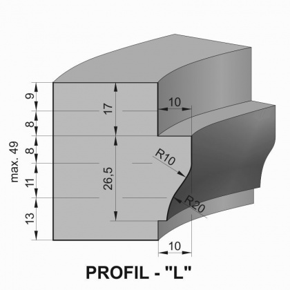 Sada fréz na změnu profilu okenního křídla s VBD - Profil "L"